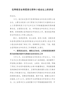 在全县网络安全和信息化领导小组会议上的讲话