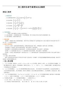 初三数学知识点复习汇总