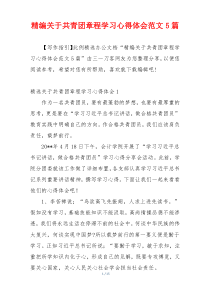 精编关于共青团章程学习心得体会范文5篇