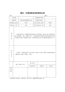 通风、空调系统试运转调试记录