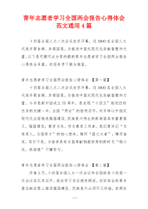 青年志愿者学习全国两会报告心得体会范文通用4篇