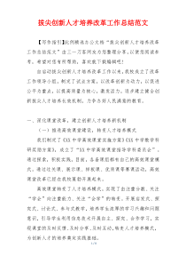 拔尖创新人才培养改革工作总结范文