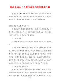 组织生活会个人整改承诺书范例通用3篇