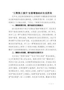 工作做法：“三聚焦三提升”全面增强组织生活质效