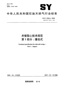 SYT 5326.1-2018 井壁取心技术规范 第1部分：撞击式