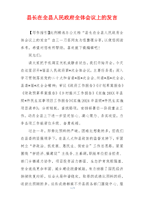 县长在全县人民政府全体会议上的发言