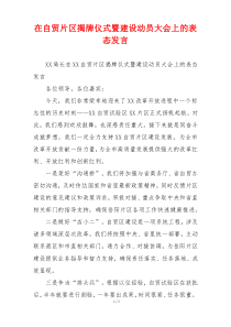 在自贸片区揭牌仪式暨建设动员大会上的表态发言