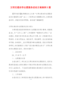 文明交通劝导志愿服务活动方案案例5篇