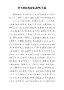 班长竞选发言稿(样稿)3篇