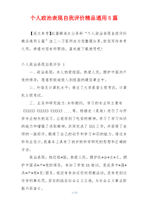 个人政治表现自我评价精品通用5篇