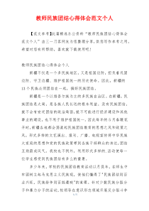 教师民族团结心得体会范文个人