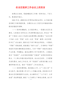 在全区组织工作会议上的发言