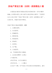 房地产策划方案（实例）流程精选5篇