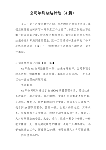 公司年终总结计划（4篇）