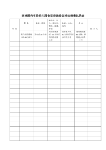 西樵颐和实验幼儿园食堂设施设备清洁消毒记录表