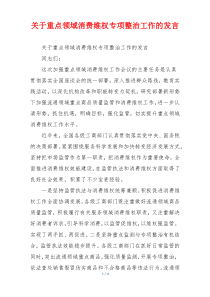 关于重点领域消费维权专项整治工作的发言