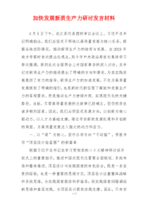 加快发展新质生产力研讨发言材料