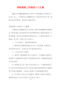 网络销售工作规划个人汇集