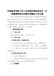 开展教育系统工作人员饮酒后驾驶机动车、打牌赌博等突出问题专项整治工作方案