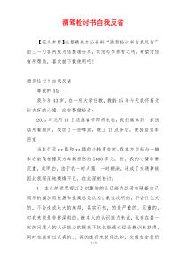 酒驾检讨书自我反省