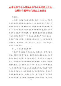 在理论学习中心组集体学习中央纪委三次全会精神专题研讨交流会上的发言