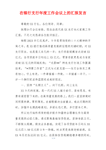 在银行支行年度工作会议上的汇报发言