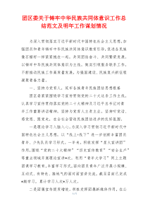 团区委关于铸牢中华民族共同体意识工作总结范文及明年工作谋划情况