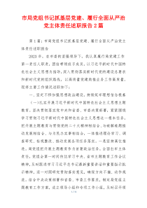 市局党组书记抓基层党建、履行全面从严治党主体责任述职报告2篇