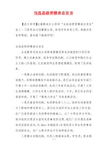 当选县级劳模表态发言