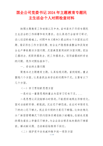 国企公司党委书记2024年主题教育专题民主生活会个人对照检查材料