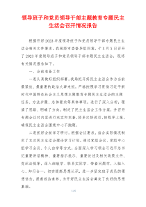 领导班子和党员领导干部主题教育专题民主生活会召开情况报告