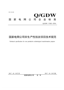 QGDW 11562-2016 国家电网公司非生产性技改项目技术规范