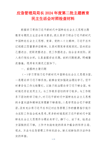 应急管理局局长2024年度第二批主题教育民主生活会对照检查材料