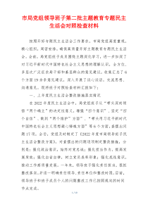 市局党组领导班子第二批主题教育专题民主生活会对照检查材料