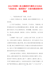 2024年度第二批主题教育专题民主生活会“求真务实、狠抓落实”方面问题查摆材料整理