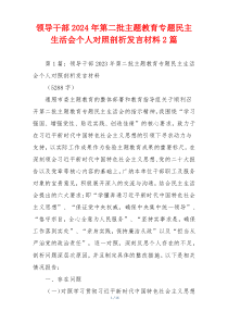 领导干部2024年第二批主题教育专题民主生活会个人对照剖析发言材料2篇