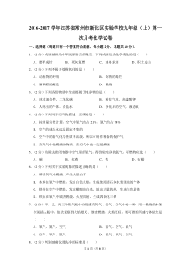 2016-2017学年江苏省常州市新北区实验学校九年级(上)第一次月考化学试卷