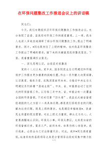 在环保问题整改工作推进会议上的讲话稿