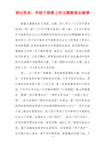 研讨发言：年轻干部要上好主题教育必修课