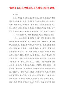 镇党委书记在全镇政法工作会议上的讲话稿