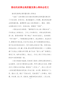 推动民政事业高质量发展心得体会范文