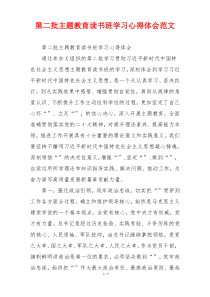 第二批主题教育读书班学习心得体会范文