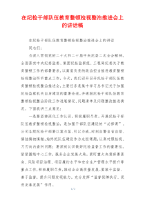 在纪检干部队伍教育整顿检视整治推进会上的讲话稿