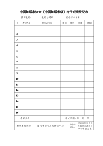 中国舞蹈家协会《中国舞蹈考级》考生成绩登记表