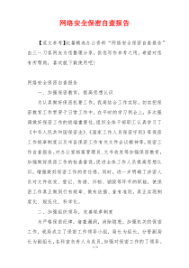 网络安全保密自查报告