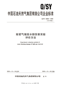 QSY 16832-2020 致密气储层水锁伤害实验评价方法