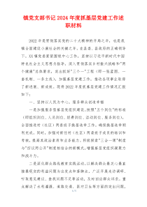 镇党支部书记2024年度抓基层党建工作述职材料