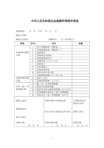 企业所得税清算报表及附表