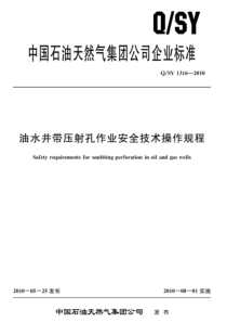 QSY 1316-2010 油水井带压射孔作业安全技术操作规程