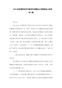 2024在区委党纪学习教育专项整治工作推进会上的讲话3篇